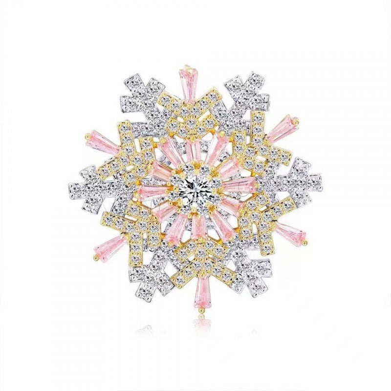 Snowflake Zircon Rotatable Brooch Super Beautiful High-Grade Three-Dimensional Corsage Women'S Korean Style Elegant Suit Coat Pin Buckle - Image 1